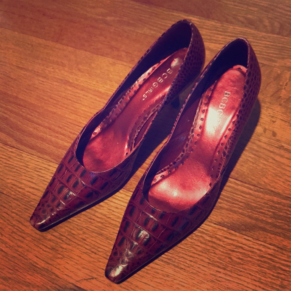 Red Reptile Pattern Heels